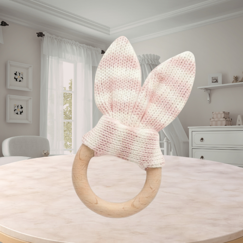 PureBaby Lake Rabbit Ear Teether Wild Rose
