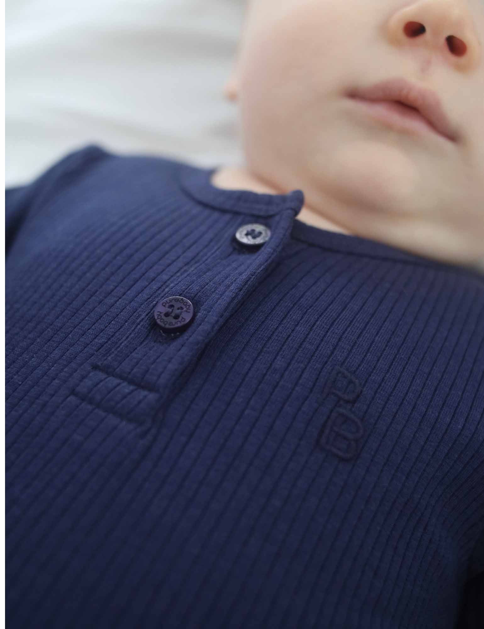 Pure Baby Basics Navy Rib Short Sleeve Bodysuit 