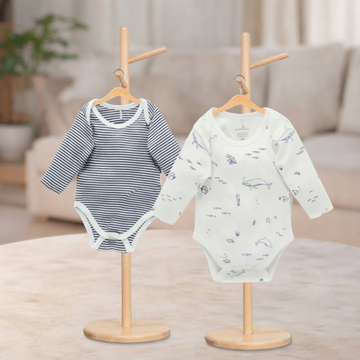 Pure Baby Easy Neck L/s Bodysuit Vanilla Nautical 2 Pack