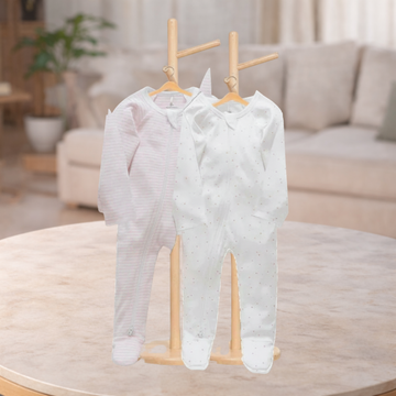 Pure Baby Pink Spot & Stripe Zip Growsuit 2 Pack