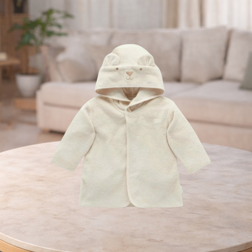 Pure Baby Wheat Melange Bear Hooded Batherobe