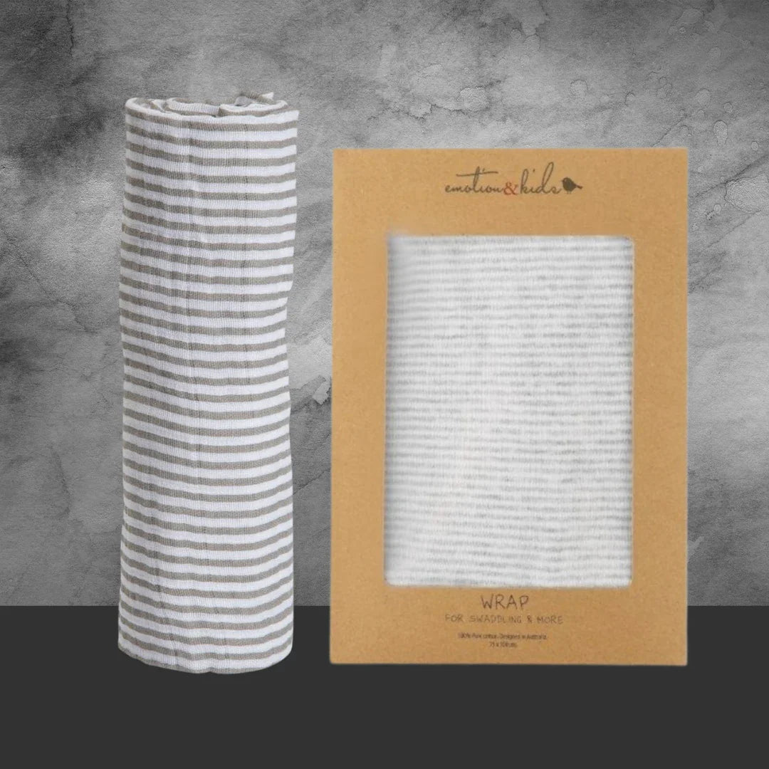 Soft Grey Marl Fine Stripe Wrap - Tastebuds
