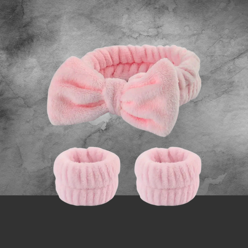 Spa Head Band and Wrist Band Pink