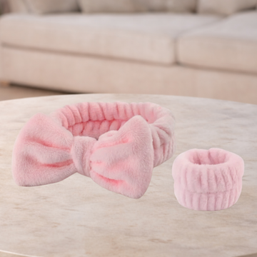 Spa Head Band and Wrist Band Pink