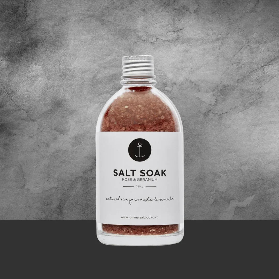 Summer Salt Body Salt Rose & Geranium Soak 350g - Tastebuds