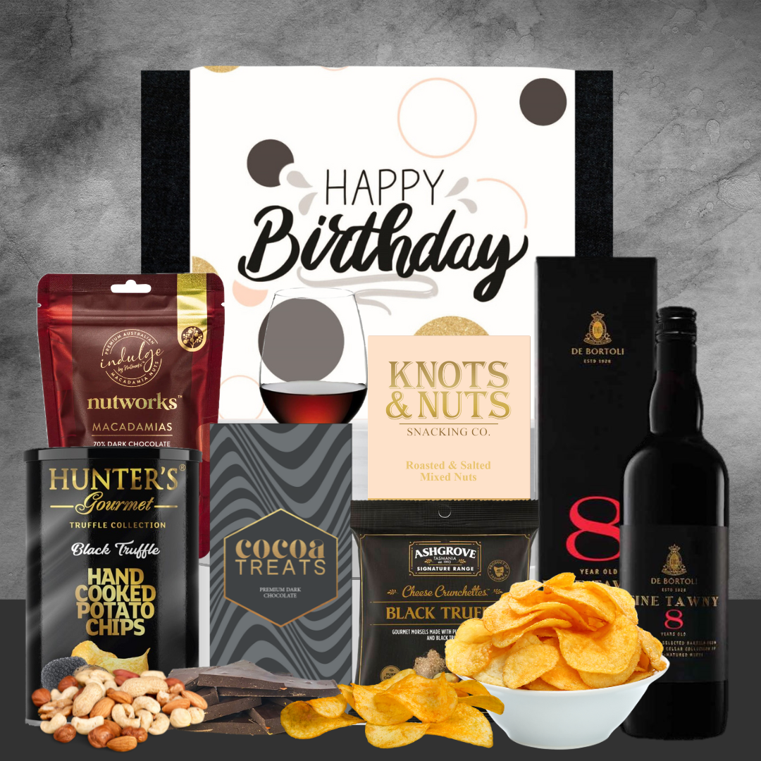 birthday gift hamper with wine