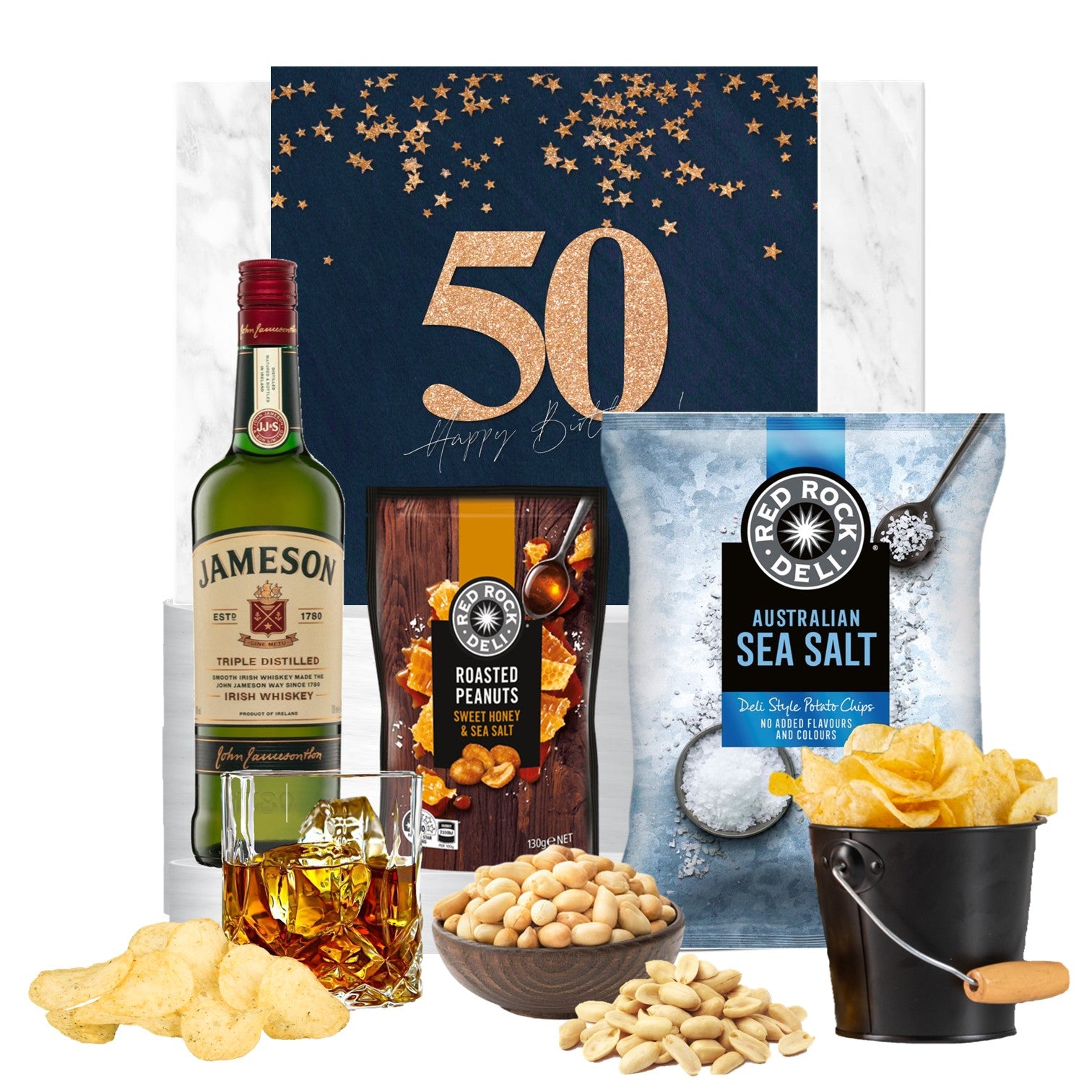 50th Birthdays & Whisky Choice and Snack Hamper