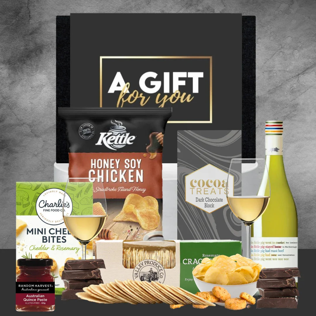 White Wine and food gift basket - Tastebuds