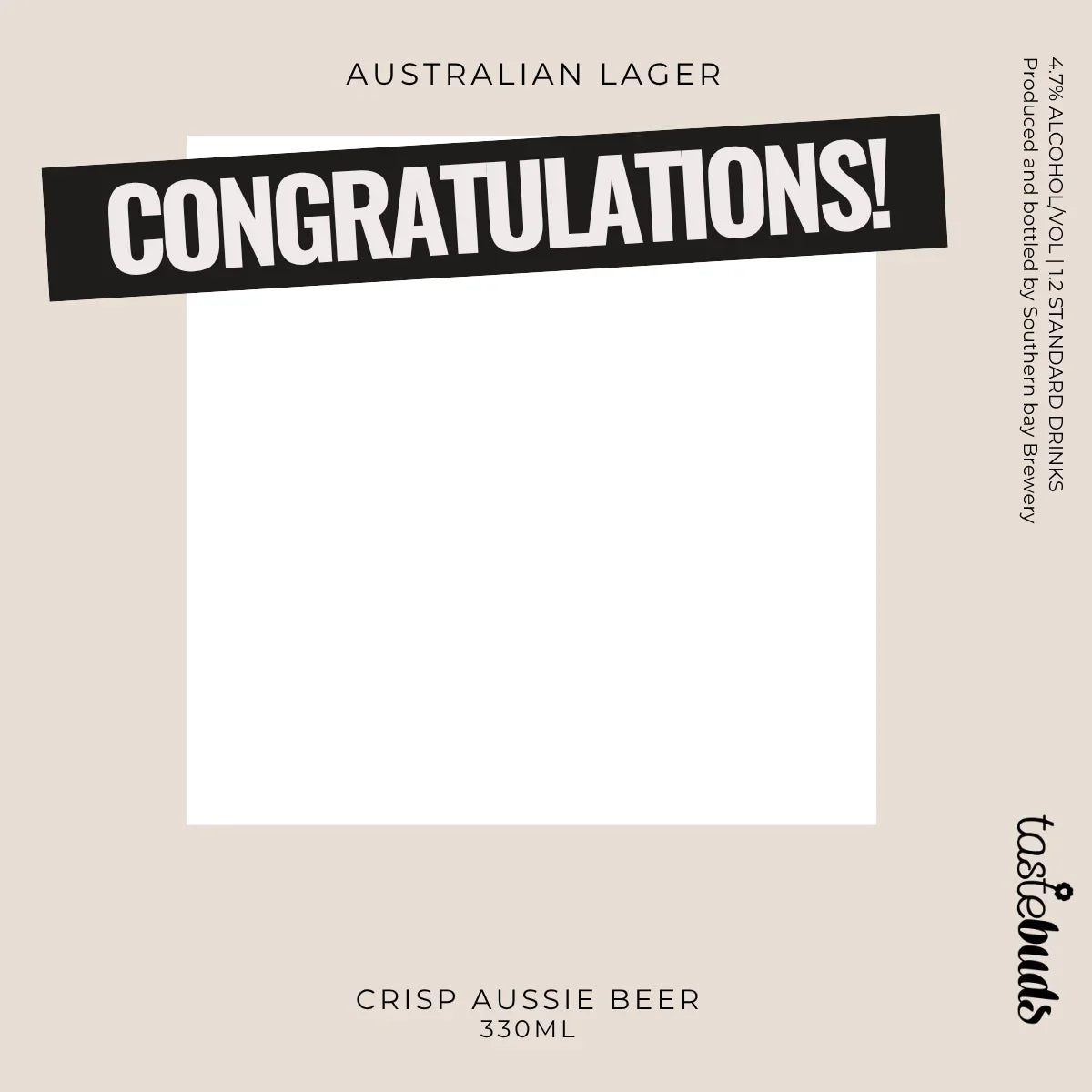 Congratulations Beer Label - Tastebuds