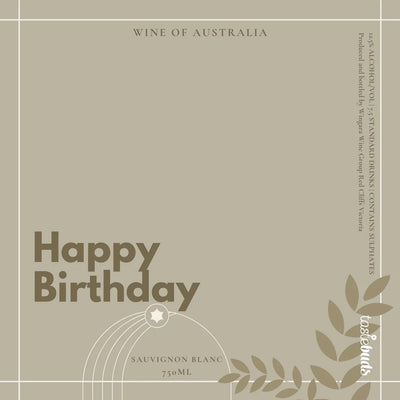 Happy Birthday Sauvignon Wine Label