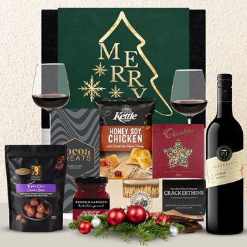 Christmas Hamper With Red Wine & Chocolate