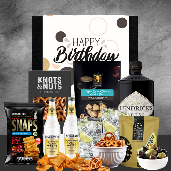 birthday gift hamper with hendrik's gin 