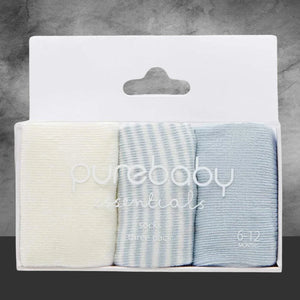 PURE BABY ESSENTIALS BLUE SOCKS 3 PACK - Tastebuds