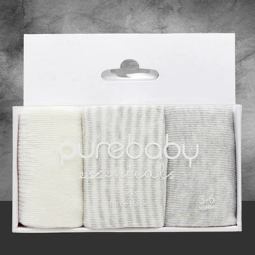 PURE BABY ESSENTIALS GREY SOCKS 3 PACK - Tastebuds
