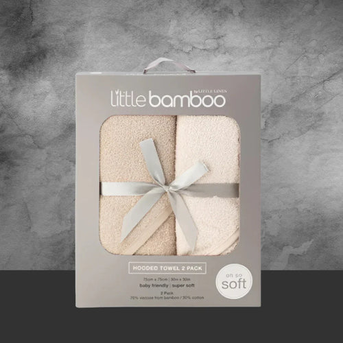 TLLC Little Bamboo Hooded Towel 2Pk - Iced Coffee