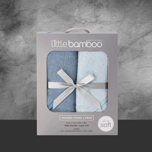 TLLC Little Bamboo Hooded Towel 2Pk - Retro Blue
