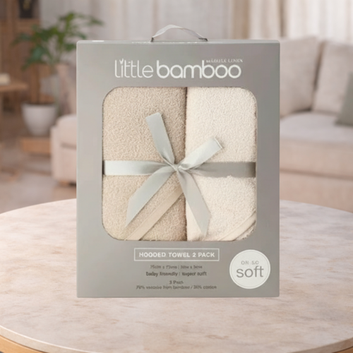 TLLC Little Bamboo Hooded Towel 2Pk - Iced Coffee