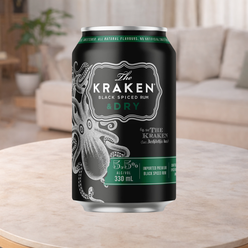 The Kraken Black Spiced Rum & Dry 330ML