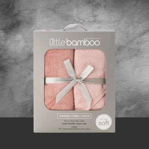 Tlcc Little Bamboo Hooded Towel 2Pk - Dusty Rose - Tastebuds