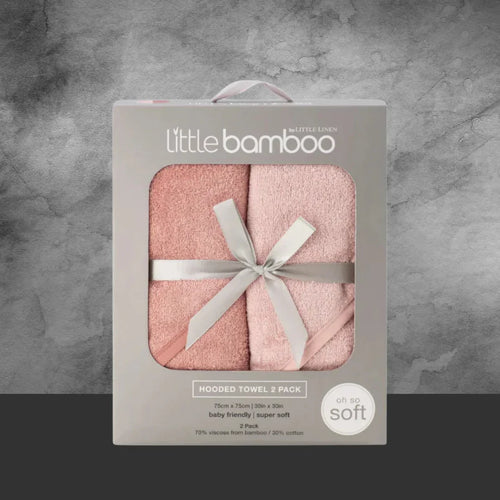 Tlcc Little Bamboo Hooded Towel 2Pk - Dusty Rose