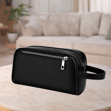 Toiletry Bag Black Leather