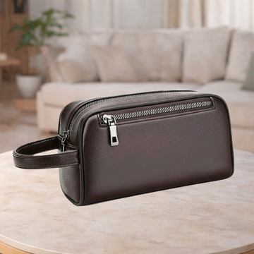 Toiletry Bag Brown Leather