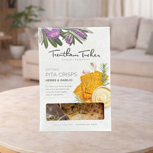 Trentham Tucker Artisan Pita Crisps Herbs & Garlic 100g