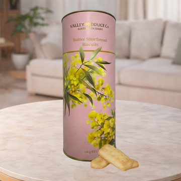 Valley Produce Co Australian Wattle Shortbread Tube 180g