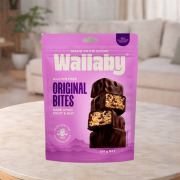 Wallaby Original Bite Dark Choc Fruit And Nut 120g