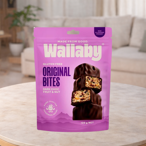 Wallaby Original Bite Dark Choc Fruit And Nut 120g