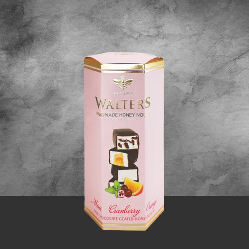 Walters Assorted Dark Chocolate Mint Cranberry & Orange Nougat Box 120g