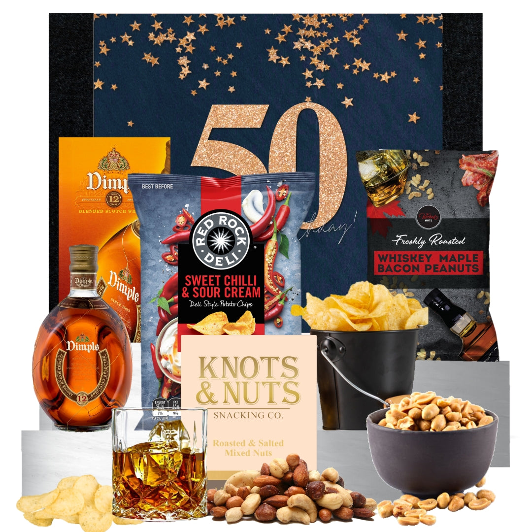 50th Birthdays & Whisky Choice and Snack Hamper