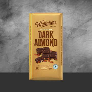 Whittaker's Block Choc 62% Dark Almond 200g