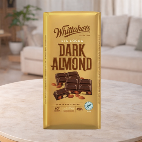 Whittaker's Block Choc 62% Dark Almond 200g