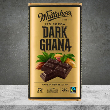 Whittakers Block Choc 72% Dark Ghana 250g - Tastebuds
