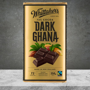 Whittakers Block Choc 72% Dark Ghana 250g - Tastebuds