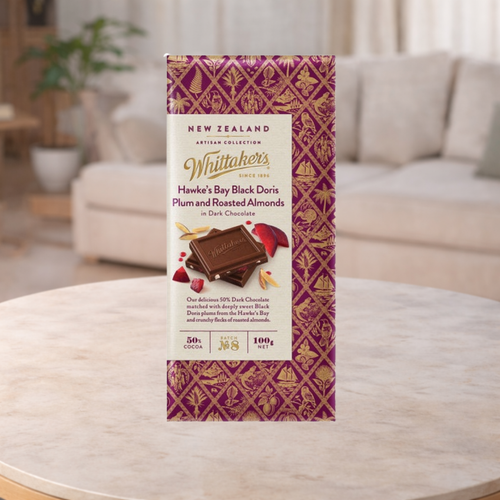 Whittakers Hawkes Bay Plum & Roasted Almond Dark Chocolate 100g