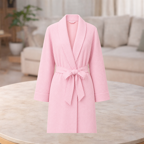 Women’s Waffle Knit Robe – Blush Pink