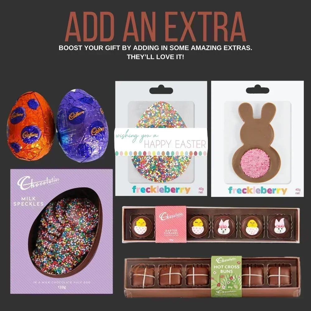 Promotional image of Easter-themed products with text encouraging additional purchases.