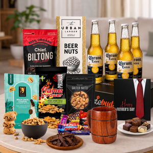 Corona Beer Gift Hamper for Dad by Tastebuds featuring Corona Extra beers, gourmet snacks and a free personalised greeting card.
