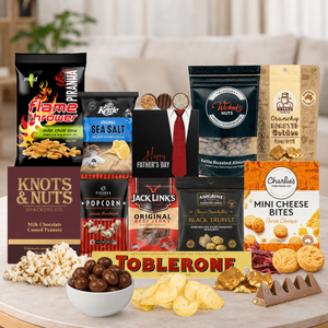 Father's Day Snack Gift Hamper for Dad by Tastebuds featuring gourmet snacks, chocolates and a free personalised greeting card.