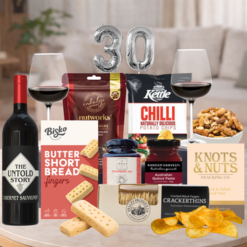 Happy 30th Cabernet Sauvignon Delights gift hamper