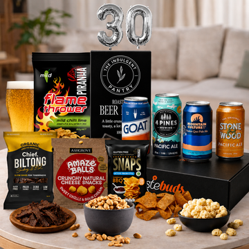 Happy 30th Mix It Up Beer Gift Hamper with Australian craft beers and gourmet snacks