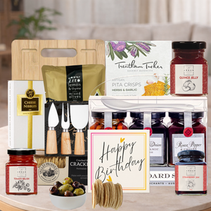 Just Add Cheese Birthday Hamper with cheeseboard, crackers and gourmet treats