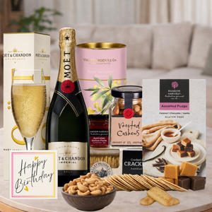 Luxury Moet Birthday Hamper with Champagne and gourmet treats