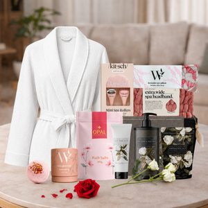 Spa Gift Hamper for Her with robe, bath bomb and self-care essentials