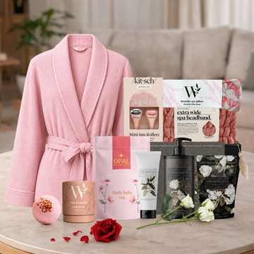 Luxury Spa Gift for Her with bath salts, robe and pampering products