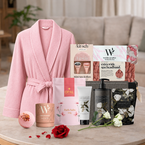 Luxury Spa Gift for Her with bath salts, robe and pampering products