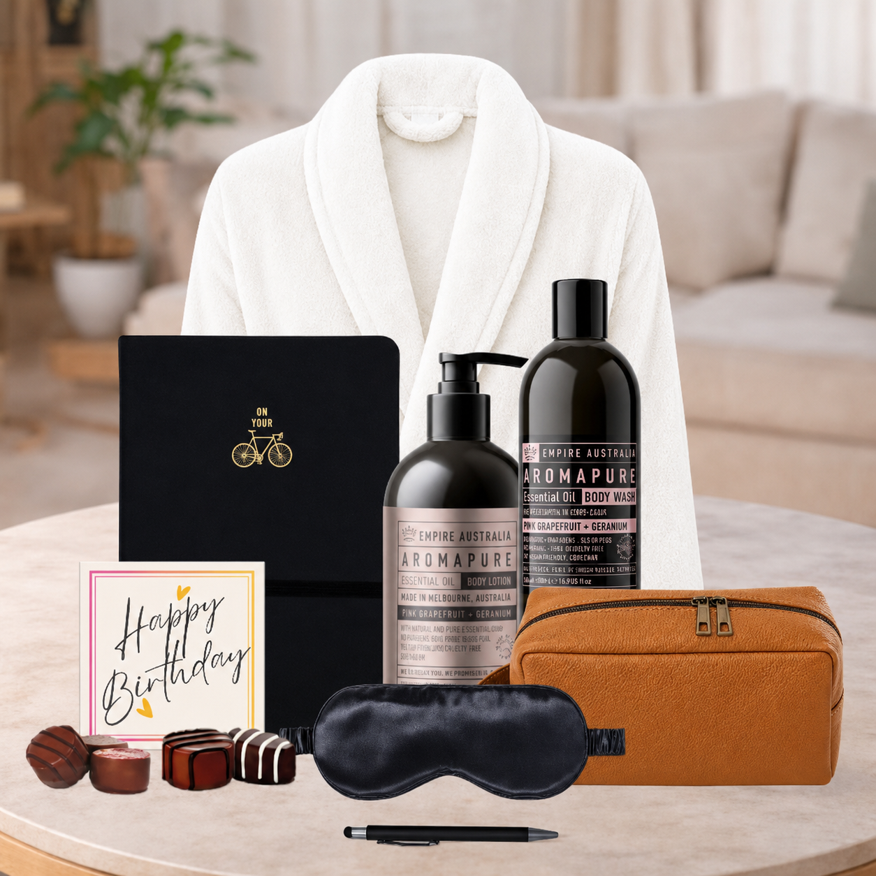 Mens Birthday Pamper Gift with luxury body care and birthday chocolate
