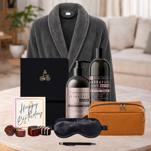 Mens Birthday Pamper Hamper with luxury body care and birthday chocolate
